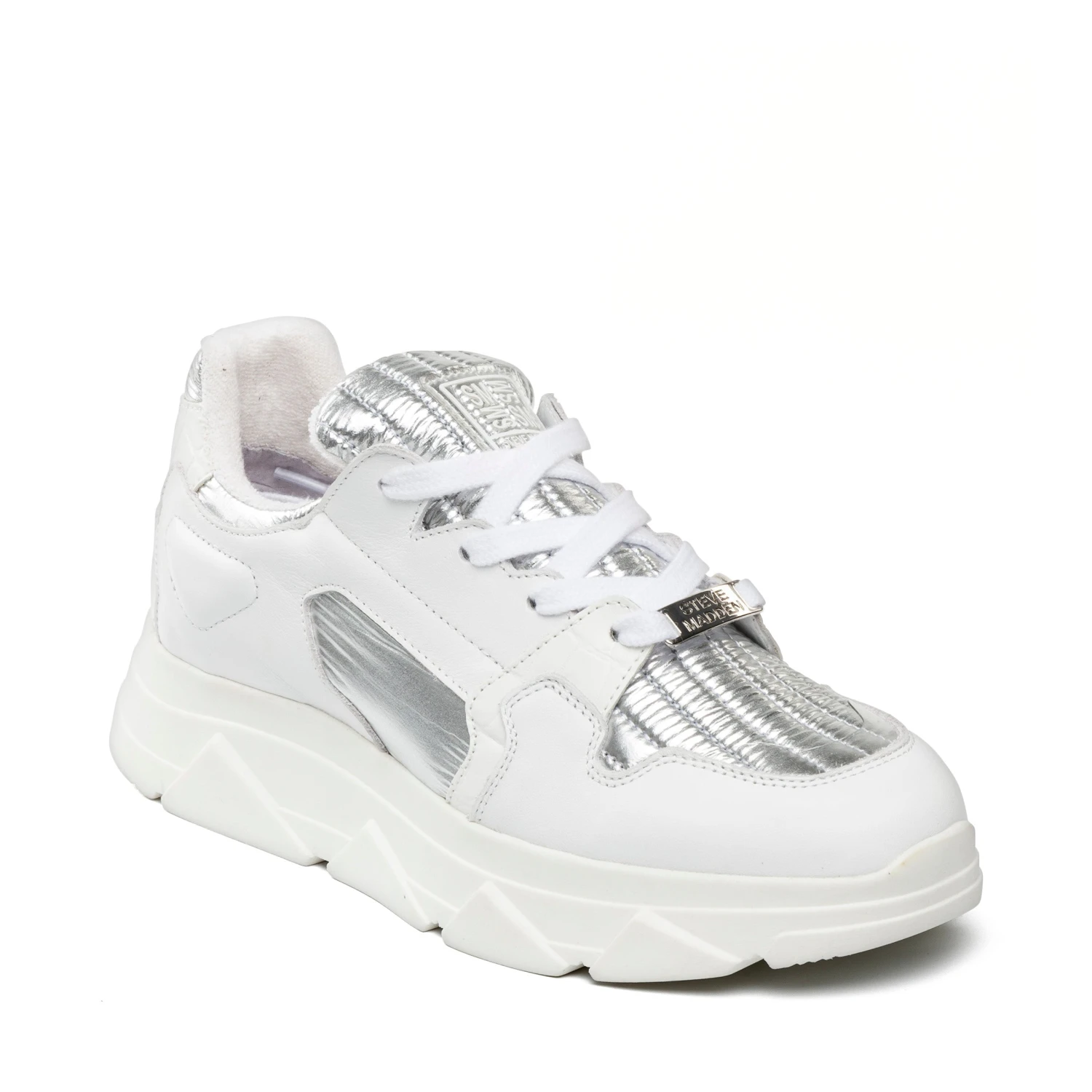 Steve Madden Poppy Sneaker SILVER/WHITE 4 Steve Madden Poppy Sneaker SILVER/WHITE – Image 2