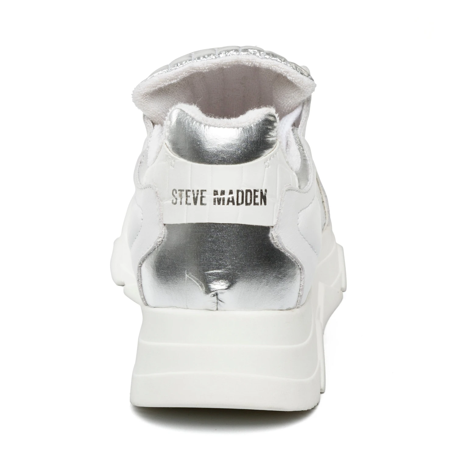 Steve Madden Poppy Sneaker SILVER/WHITE 6 Steve Madden Poppy Sneaker SILVER/WHITE – Image 4