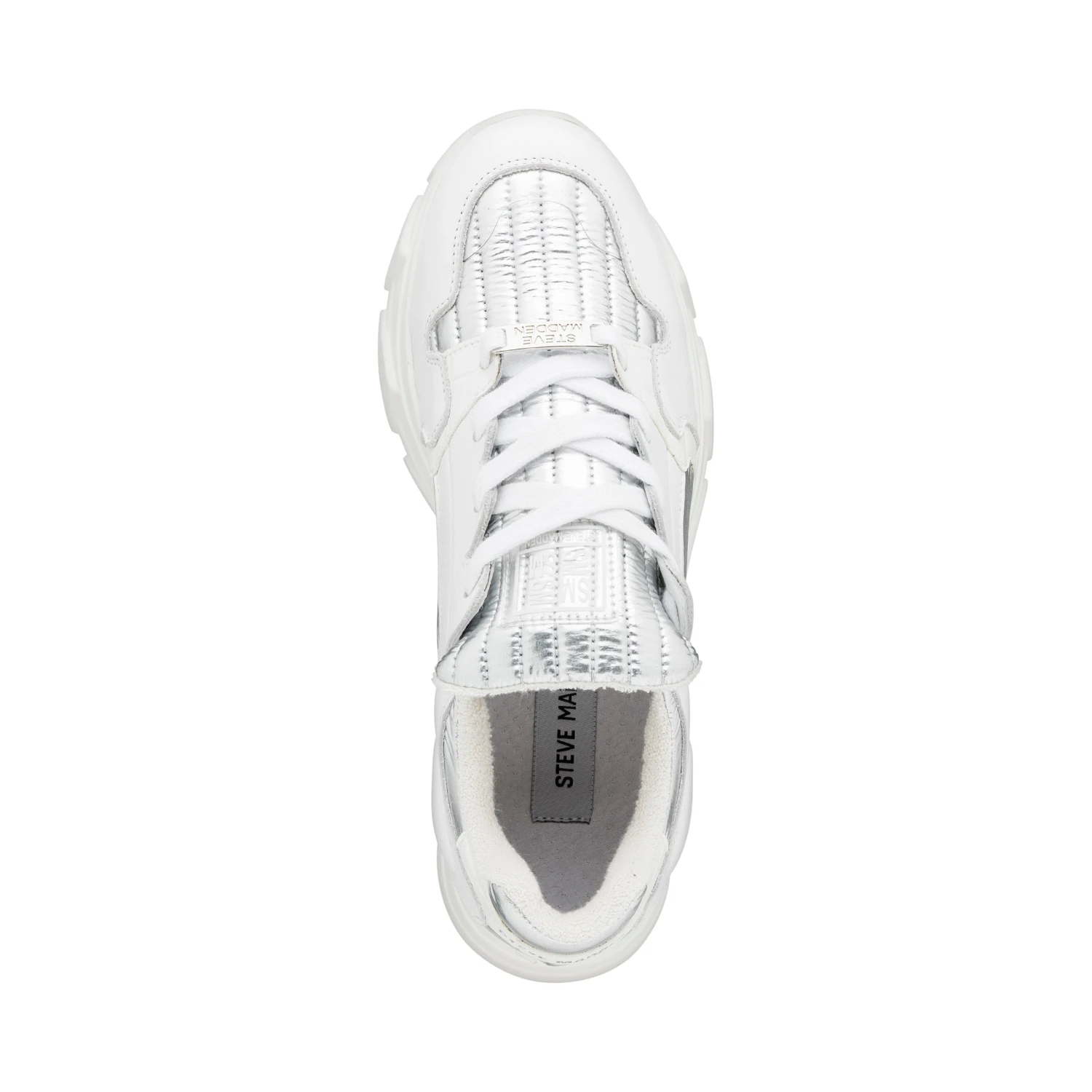 Steve Madden Poppy Sneaker SILVER/WHITE 7 Steve Madden Poppy Sneaker SILVER/WHITE – Image 5