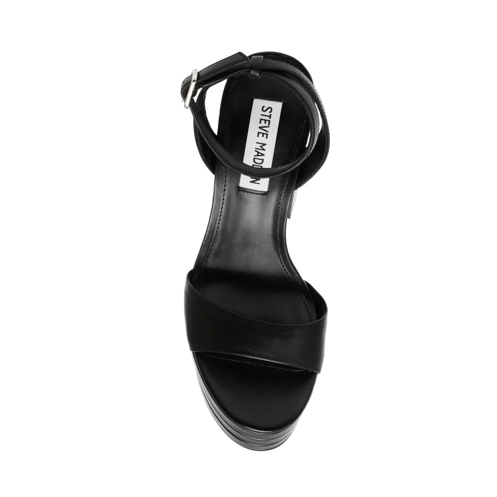 Steve Madden Timely Sandal BLACK LEATHER 7 Steve Madden Timely Sandal BLACK LEATHER – Image 5
