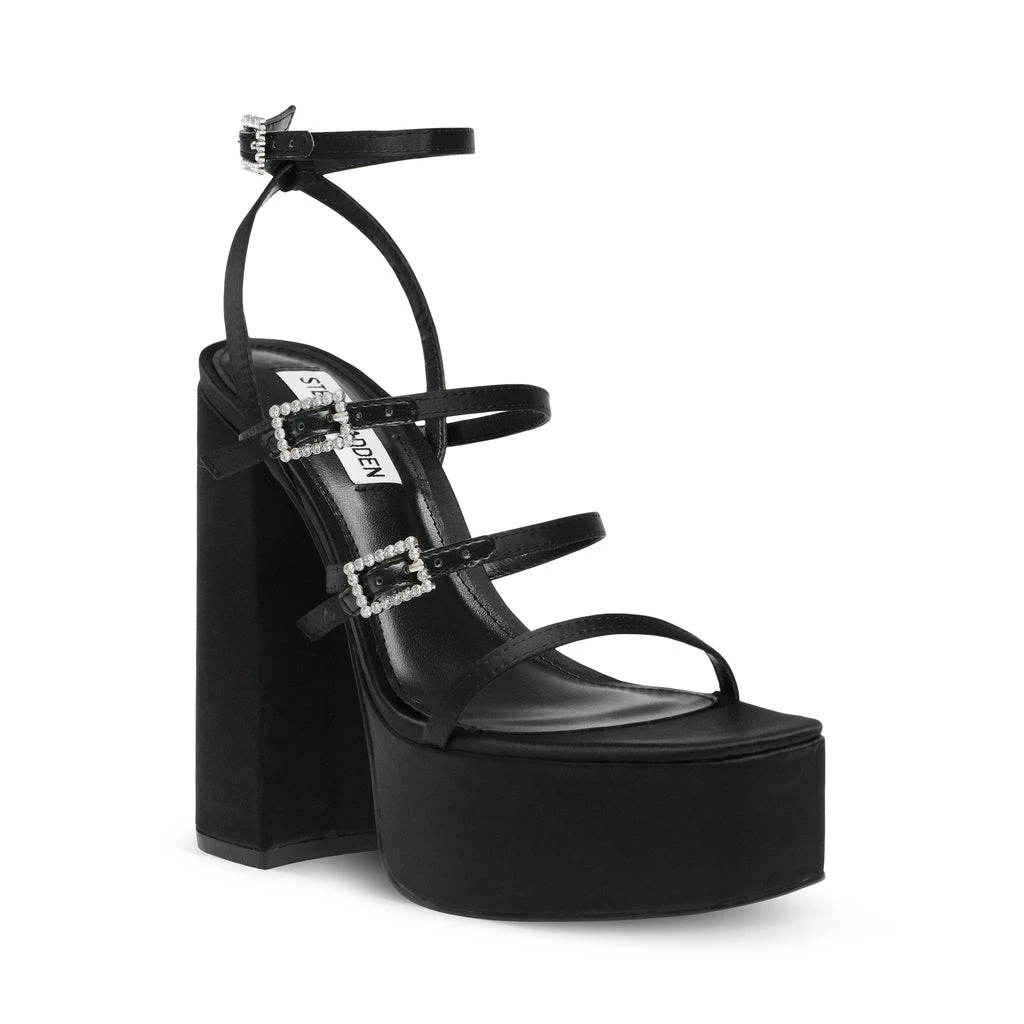 Steve Madden Elavator Sandal BLACK SATIN 5 Steve Madden Elavator Sandal BLACK SATIN – Image 3