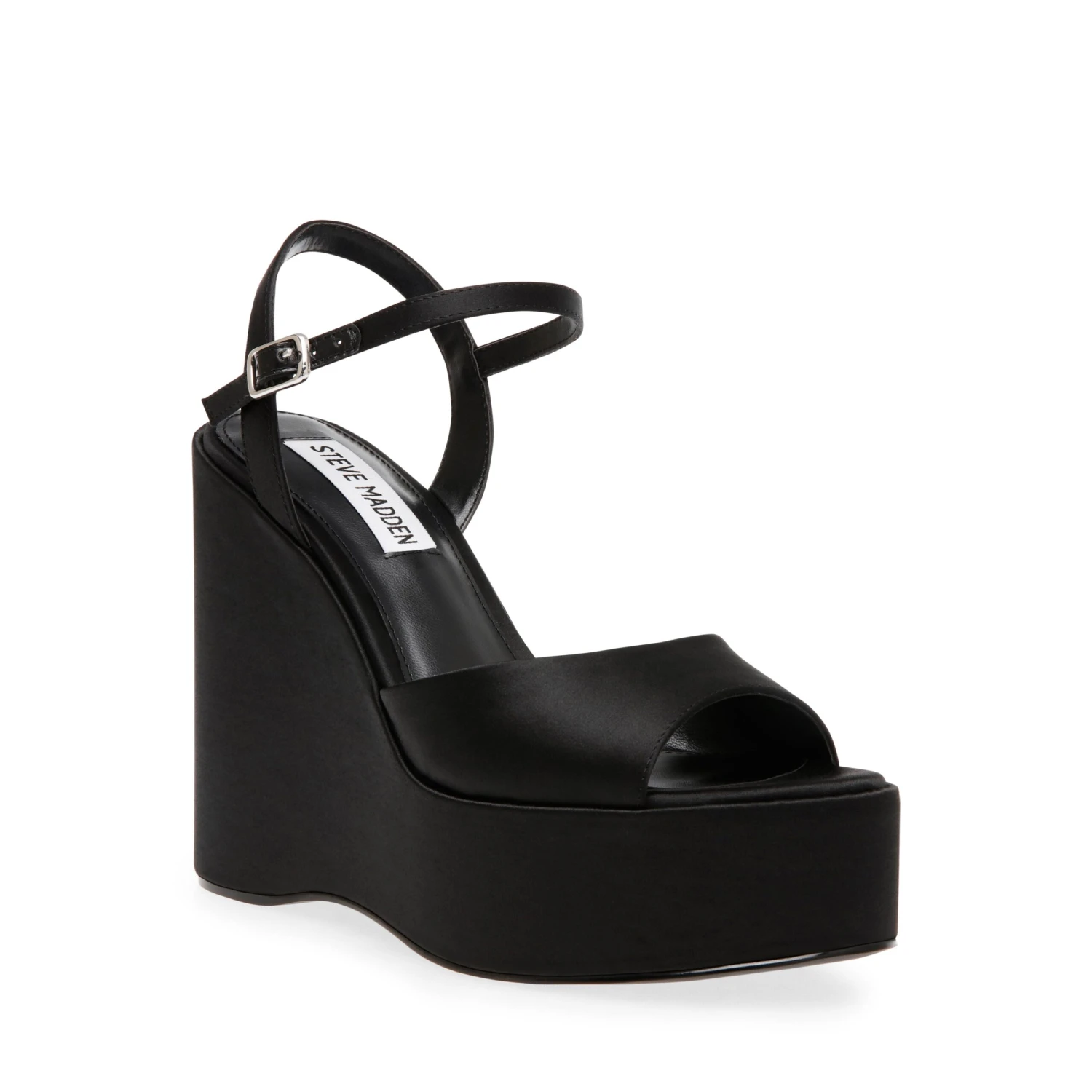 Steve Madden Compact Sandal BLACK SATIN 4 Steve Madden Compact Sandal BLACK SATIN – Image 2